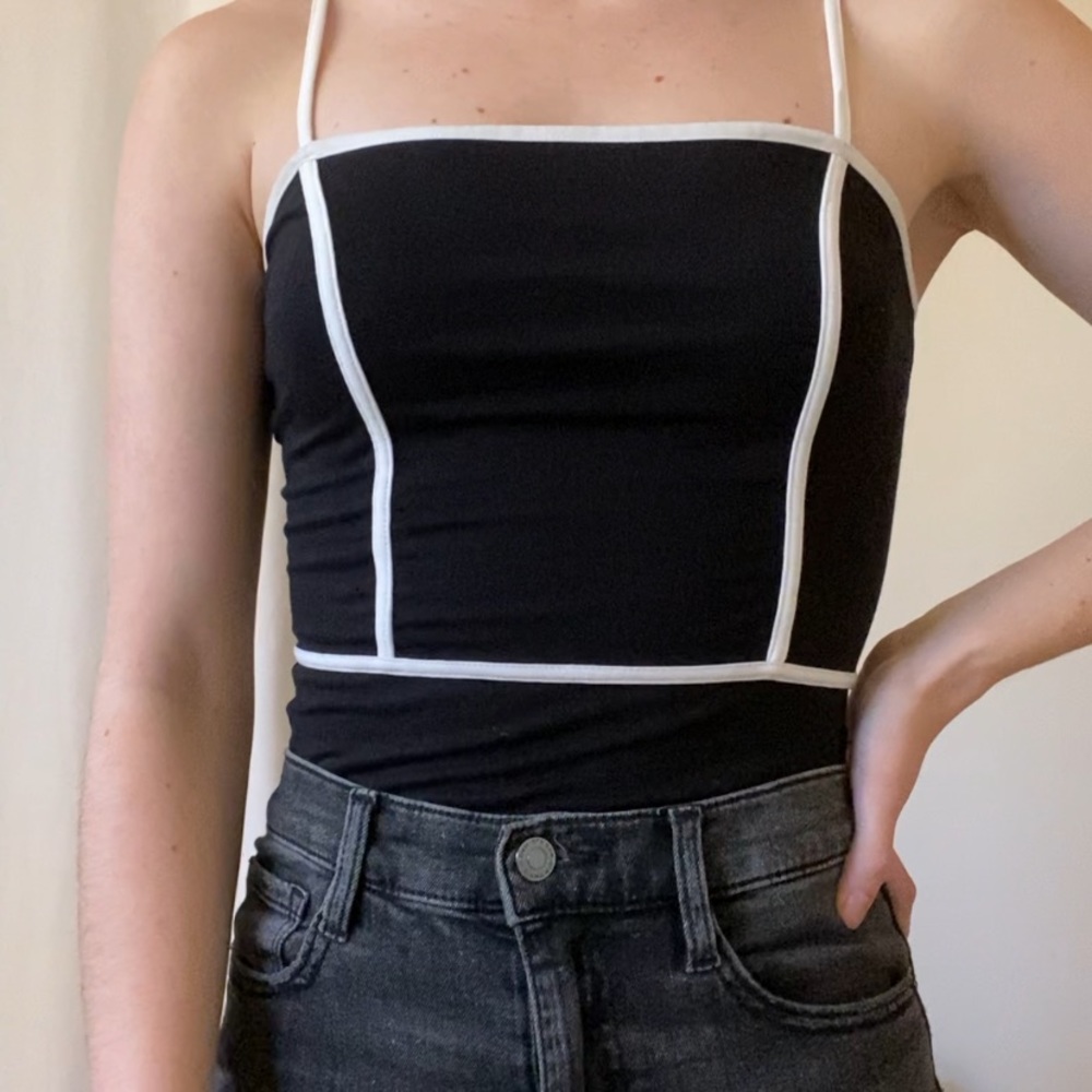 Black and white bodysuit with open back